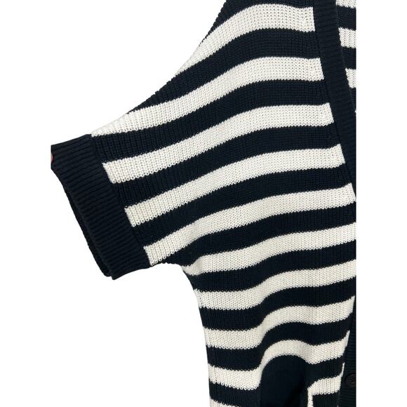 Cabi Whistle Navy Blue & White Striped Long Line Cardigan Sweater Small Coastal - Picture 6 of 11